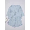 Trendyol Blue Tie/Ribbon Bow/Detailed Viscose Woven Pajama Set