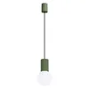 SOLLUX lighting Moderna viseča svetilka, olivno zelena, rebrasto steklo, bela krogla, za dnevno sobo, jedilnico, nad mizo, 1xG9 8W, HALO Sollux Lighting