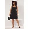 Trendyol Curve Black Finike Woven Plus Size Dress