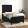 Krevet box spring s madracem LED crni 90x200 cm baršun