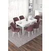 Hanah Home Set Trpezarijski sto i 6 stolica Nef, Prljavo roze