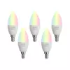 Komplet 5 pametnih LED žarnic E14 C37 Opal RGBW 4,9 W 470 lm 2700-6500 K