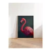 WallXpert uramljena slika 115228, ružičasti flamingo na tamnozelenoj pozadini, 30 x 40 cm, ram u boji prirodnog drveta