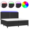 Vidaxl Box spring postelja z vzmetnico LED črna 200x200cm umetno usnje