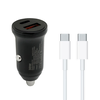 Auto Punjač 30W USB-A + Type-C ulaz sa Type-C na Type-C kablom/ siva