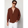 Trendyol Brown Oversize Fit Open Collar Summer Linen Look Shirt