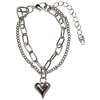 Heart Icon Layering Bracelet - Silver Color