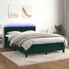 Vidaxl Box spring postelja z vzmetnico LED tem. zelena 140x190cm žamet