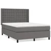 Vidaxl Box spring postelja z vzmetnico siv 140x200 cm umetno usnje