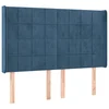 Vidaxl Vzglavje z ušesi temno modro 147x16x118/128 cm žamet