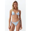 Trendyol Blue Triangle Tied Textured Regular Bikini Set