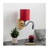 Brilagi-LED zidna lampa NUBILA WOOD 1xE27/25W/230V+LED/3W hrast/pompejska crvena