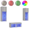 Vidaxl Stenske TV omarice z LED lučkami 4 kosi siva sonoma