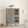 Visoka komoda OTTA smeđe-siva 85x43x125 cm od masivne borovine