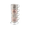 Florina Komplet 4 porcelanastih skodelic na kovinskem stojalu Love and Wild 330 ml