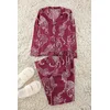 Trendyol Claret Red Animal Patterned Viscose Woven Pajama Set