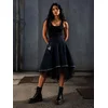 BIBI SAKALIEVA Krilo Asymmetric Denim Midi Skirt with Tulle and Removable Pocket moder denim
