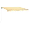 Vidaxl Avtomatska tenda LED + senzor 400x300 cm rumeno/bela