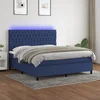 vidaXL vidaXL Box spring postelja z vzmetnico LED modra 160x200 cm blago, (20900902)