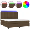 Vidaxl Box spring postelja z vzmetnico LED temno rjava 180x200cm blago