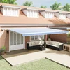Skrovita tenda Plava i bijela 600 × 300 cm Poliester i aluminij