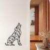 WallXpert metalni zidni ukras 5195, geometrijski vuk koji zavija, 34 x 45 cm, crni