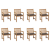 vidaXL Vrtni stoli 8 kosov s taupe blazinami trdna tikovina