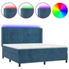 Vidaxl Box spring postelja z vzmetnico LED temno modra 160x200cm žamet