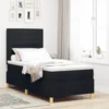LED Box Spring Krevet s madracem Crna 80 x 200 cm tkanina