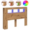 Vidaxl LED posteljno vzglavje artisan hrast 140x18,5x103,5 cm inž. les