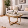 Hanah Home klub sto Hisar 90, 90 cm, hrast / beli mermer
