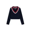 Tommy Jeans Pulover mornarska / rdeča / bela