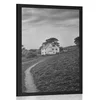 Plakat hiša na pečini v črnobeli varianti - 40x60 silver