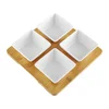 AMBITION Set porcelanskih četvrtastih činija sa daskom od bambusa DJ45577