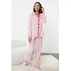 Trendyol Pink Heart-shaped Viscose Woven Pajama Set