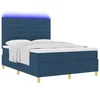 LED Box Spring Krevet s madracem Plava 140 x 190 cm tkanina