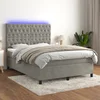 Krevet box spring s madracem LED svjetlosivi 140x200 cm baršun