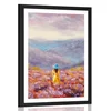 Plakat s paspartujem dekle v rumeni obleki - 60x90 white