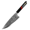 Damaskovski kuhinjski nož ZA-37461 - Santoku / Crna / Crvena KP37461