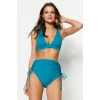 Trendyol Oil Tunnel High Waist Bikini Bottoms With Regular Legs