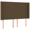 Vidaxl Vzglavje z ušesi temno rjavo 147x16x118/128 cm blago
