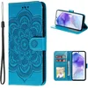 Infostyle Usnjena preklopna torbica Mandala za Samsung Galaxy A55 5G - modra