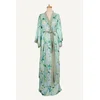 Ženski kimono Athena, Dugi,Svetloplavo-maslinasti
