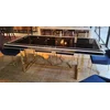 Casa Padrino luxury dining table white/gold 208 x 101 x H. 80 cm - Rectangular kitchen table with glass top - Dining room furniture - Kitchen furniture - Luxury furniture - Luxury furnishings