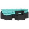 Set sofe s jastukom s pohranom 7 pcs Crna i Plava Poli ratan