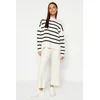 Trendyol Striped Sweater Bottom-Top Suit with Ecru Pants
