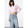 Trendyol Pink Crop Wadding Detailed Knitwear Cardigan