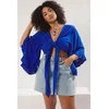 Trendyol Curve Indigo Crinkle Beachwear Plus Size Blouse