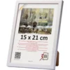 Nikcorp Leseni okvir za fotografije A5 Bela 15x21 cm masiven borov les akrilno steklo MDF zadnja plošča 11 mm letvica 14 mm višina vgradni ročaj za pokončno ali ležečo postavitev