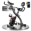 SPORTNOW Zložljivo sobno kolo 4 v 1 z aplikacijo bluetooth, sobno kolo z elastičnim trakom, 8 stopenj magnetnega upora, nastavljiv sedež, LCD zaslon, srčni senzor, držalo za telefon